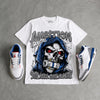 True Blue 3s DopeSkill Oversize Print T-Shirt Still Here Still Hungry Graphic