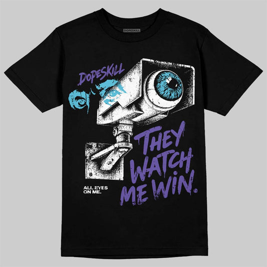 Jordan 8 Aqua DopeSkill T-Shirt They Watch Me Win Graphic Streetwear - Black
