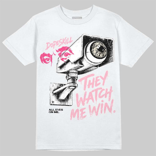Jordan 4 Iced Carmine DopeSkill T-Shirt They Watch Me Win Graphic Streetwear - White 