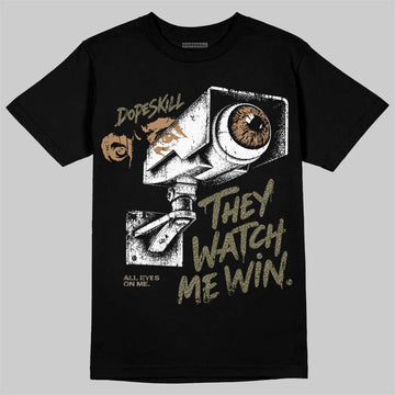 Jordan 3 Medium Olive DopeSkill T-Shirt They Watch Me Win Graphic Streetwear - Black