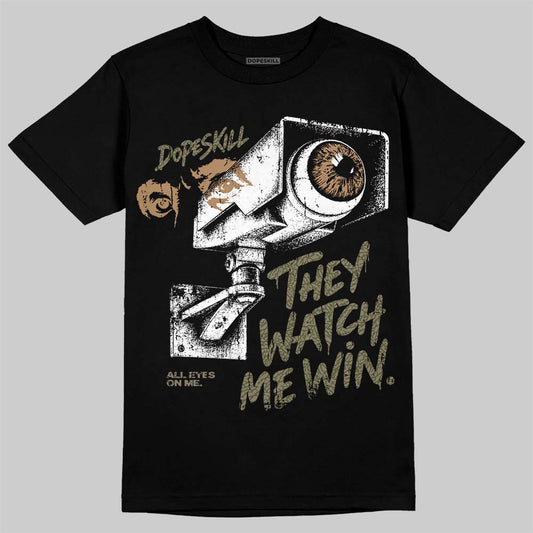 Jordan 3 Medium Olive DopeSkill T-Shirt They Watch Me Win Graphic Streetwear - Black
