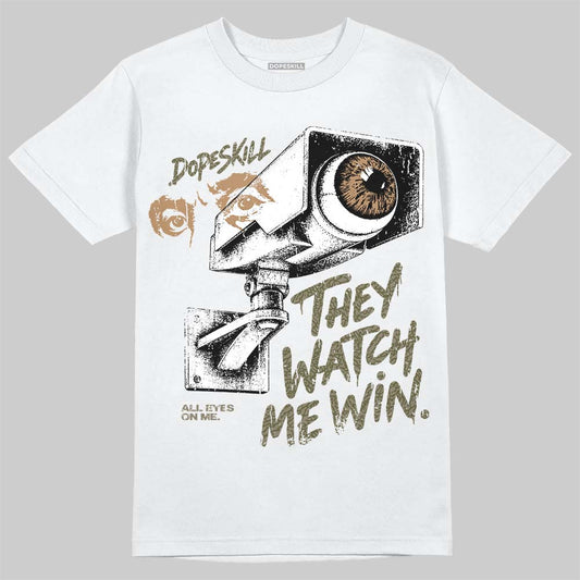 Jordan 3 Medium Olive DopeSkill T-Shirt They Watch Me Win Graphic Streetwear - White