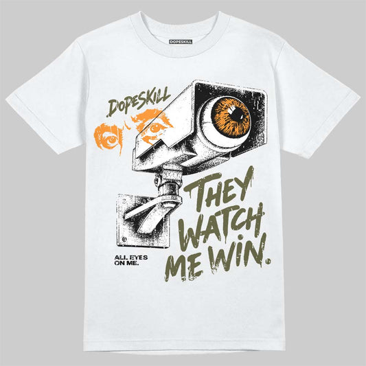 Jordan 5 Olive DopeSkill T-Shirt They Watch Me Win Graphic Streetwear - White