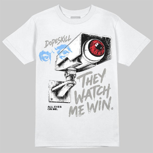 Jordan 5 White Metallic DopeSkill T-Shirt They Watch Me Win Graphic Streetwear - White