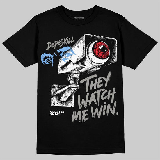 Jordan 5 White Metallic DopeSkill T-Shirt They Watch Me Win Graphic Streetwear - Black