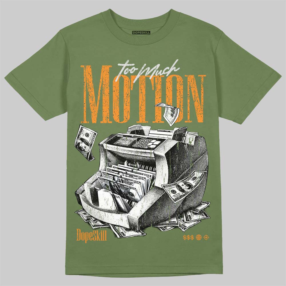 Jordan 5 Olive DopeSkill T-Shirt Too Much Motion Graphic Streetwear - Military Green
