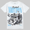 Jordan 14 Black and University Blue DopeSkill T-Shirt Too Much Motion Graphic Streetwear - White