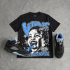Black University Blue 5s DopeSkill Oversize Print T-Shirt Wins Dept Graphic