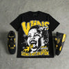 Black Tour Yellow AJ 4 Thunder DopeSkill Oversize Print T-Shirt Wins Dept Graphic