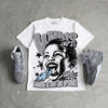 Wolf Grey 5s DopeSkill Oversize Print T-Shirt Wins Dept Graphic