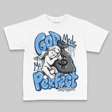 Jordan 13 Flint DopeSkill Toddler Kids T-shirt God Made Me Perfect Graphic Streetwear - White