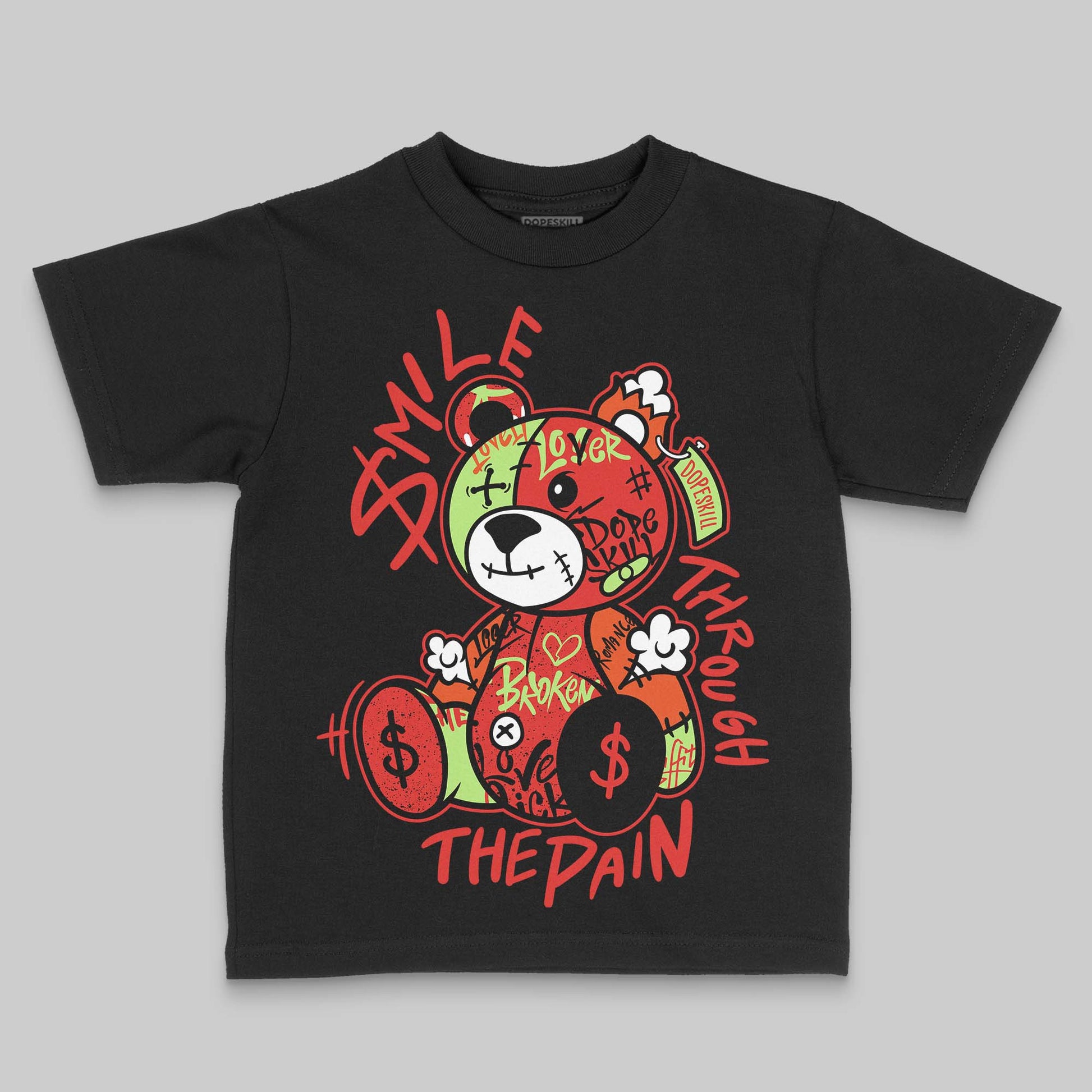 Jordan 5 Retro OG "Halloween" DopeSkill Toddler Kids T-shirt Smile Through The Pain Graphic Streetwear - Black