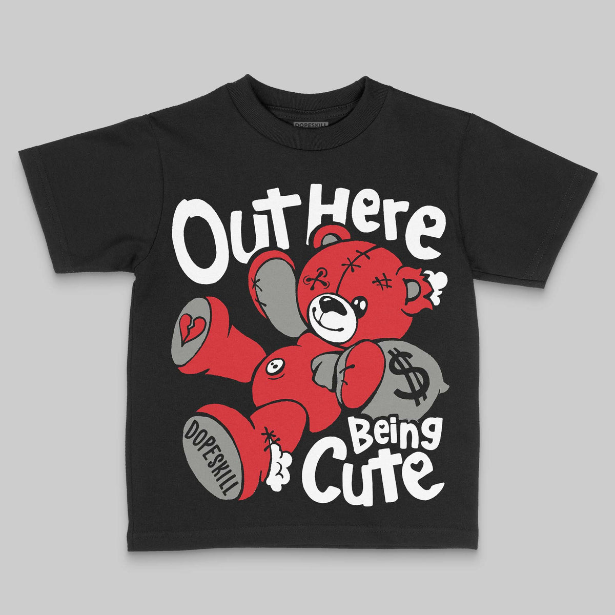 Jordan 4 Bred DopeSkill Toddler Kids T-shirt Out Here Being Cute Graphic Streetwear - Black