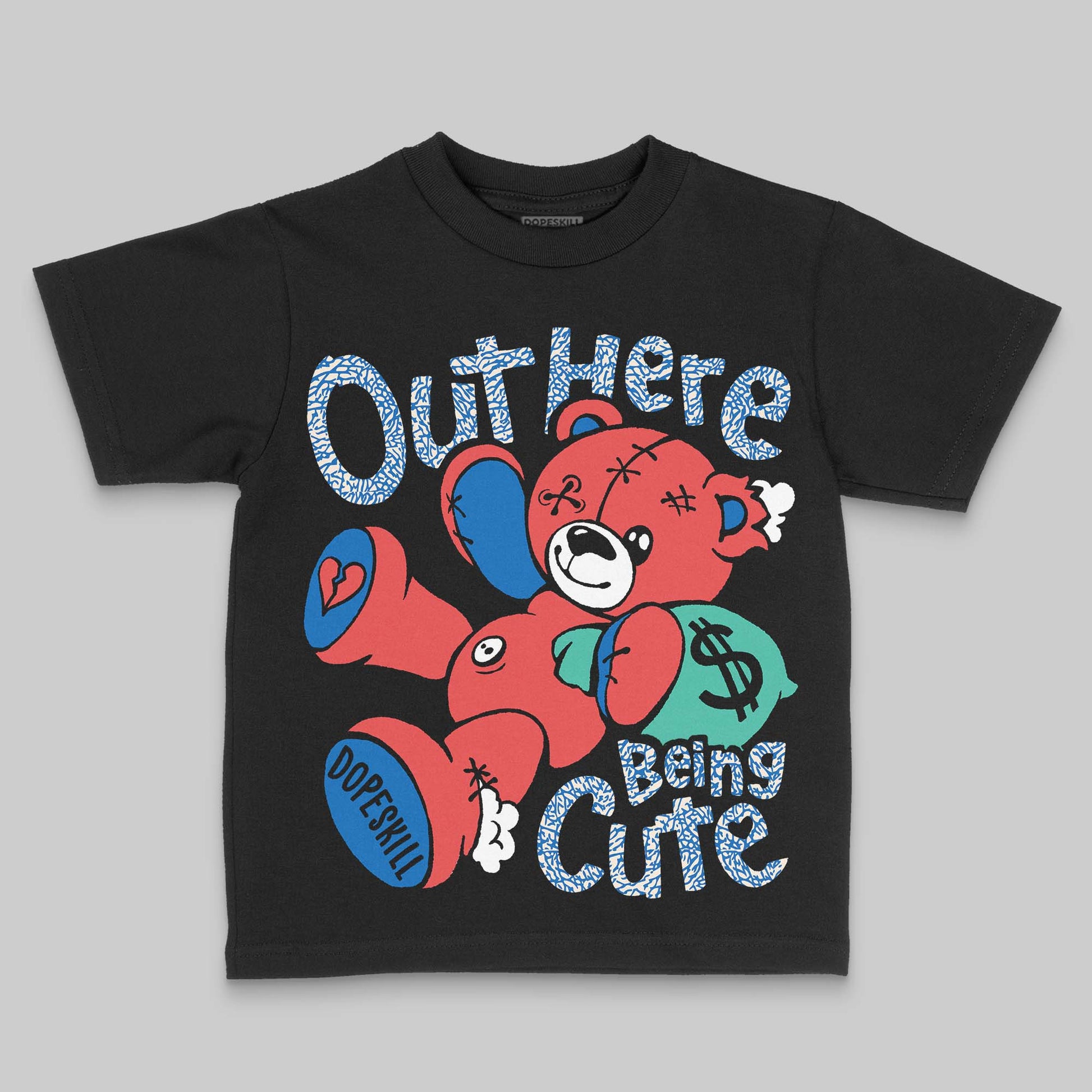 Jordan 3 Chalk DopeSkill Toddler Kids T-shirt Out Here Being Cute Graphic Streetwear - Black