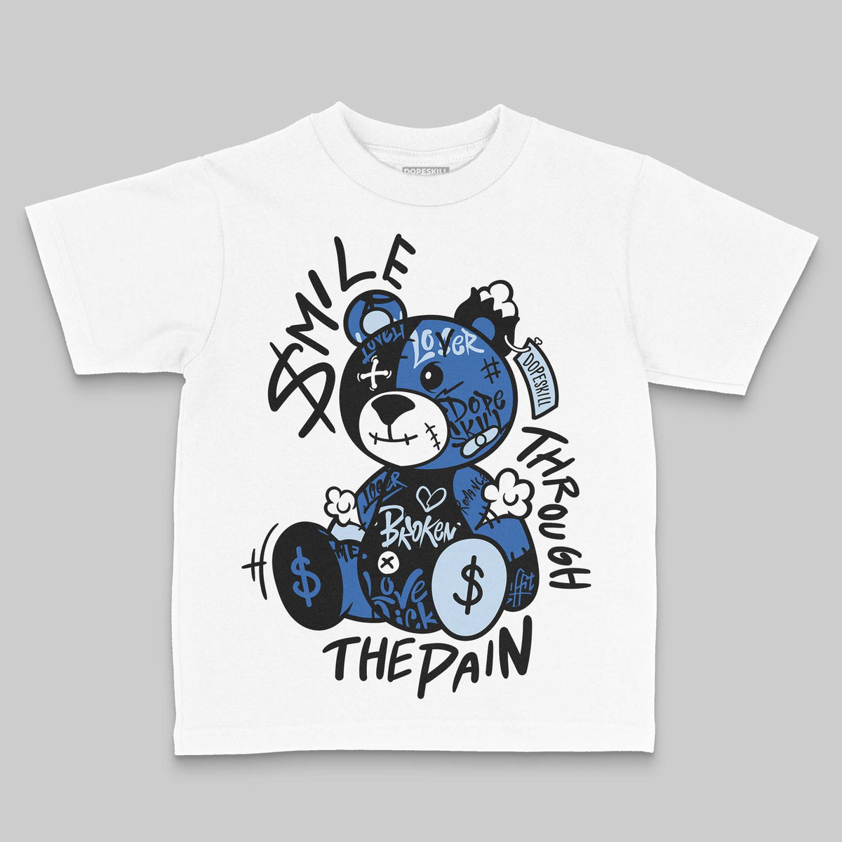 Jordan 11 "Space Jam" (2026) DopeSkill Toddler Kids T-Shirt Smile Through The Pain Graphic Streetwear  -White 