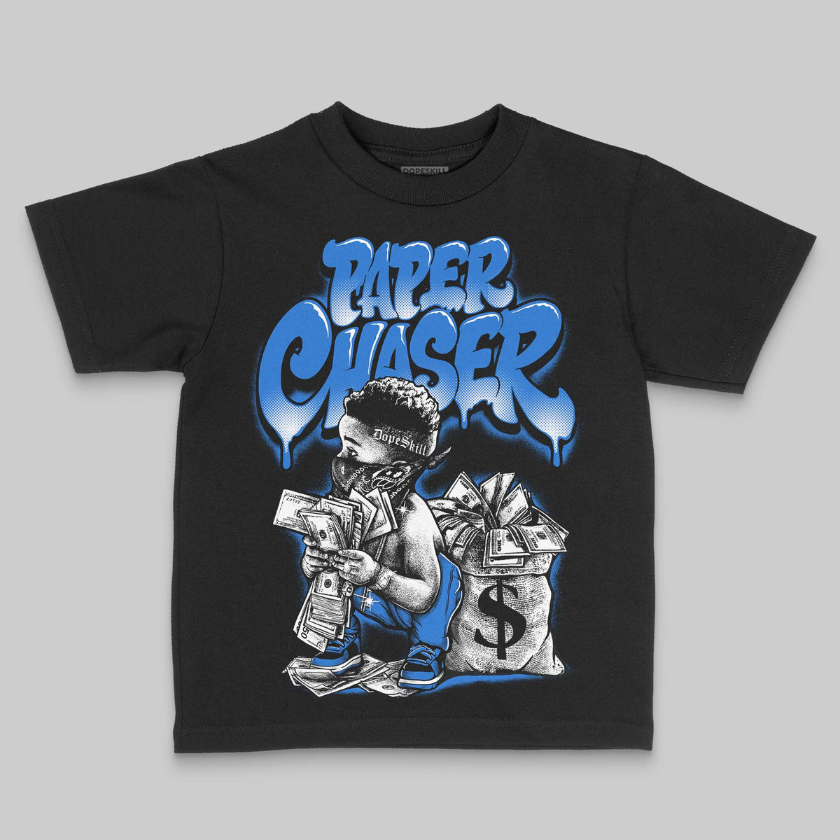 Jordan 1 High OG “Royal” DopeSkill Toddler Kids T-shirt Paper Chaser Boy Graphic Streetwear - Black
