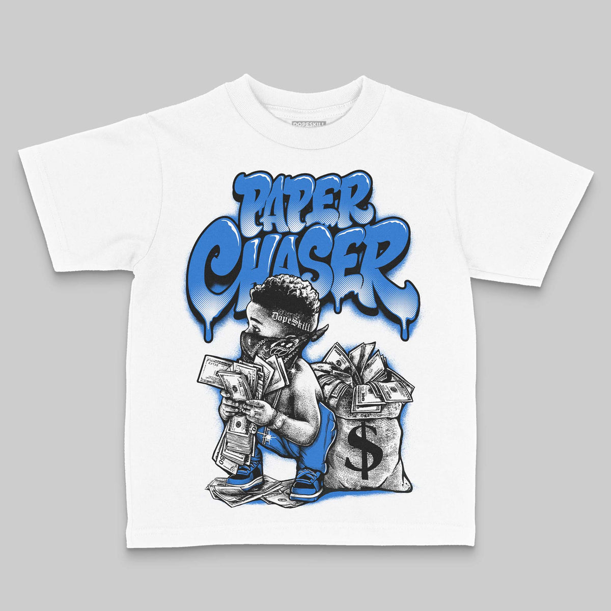 Jordan 1 High OG “Royal” DopeSkill Toddler Kids T-shirt Paper Chaser Boy Graphic Streetwear - White