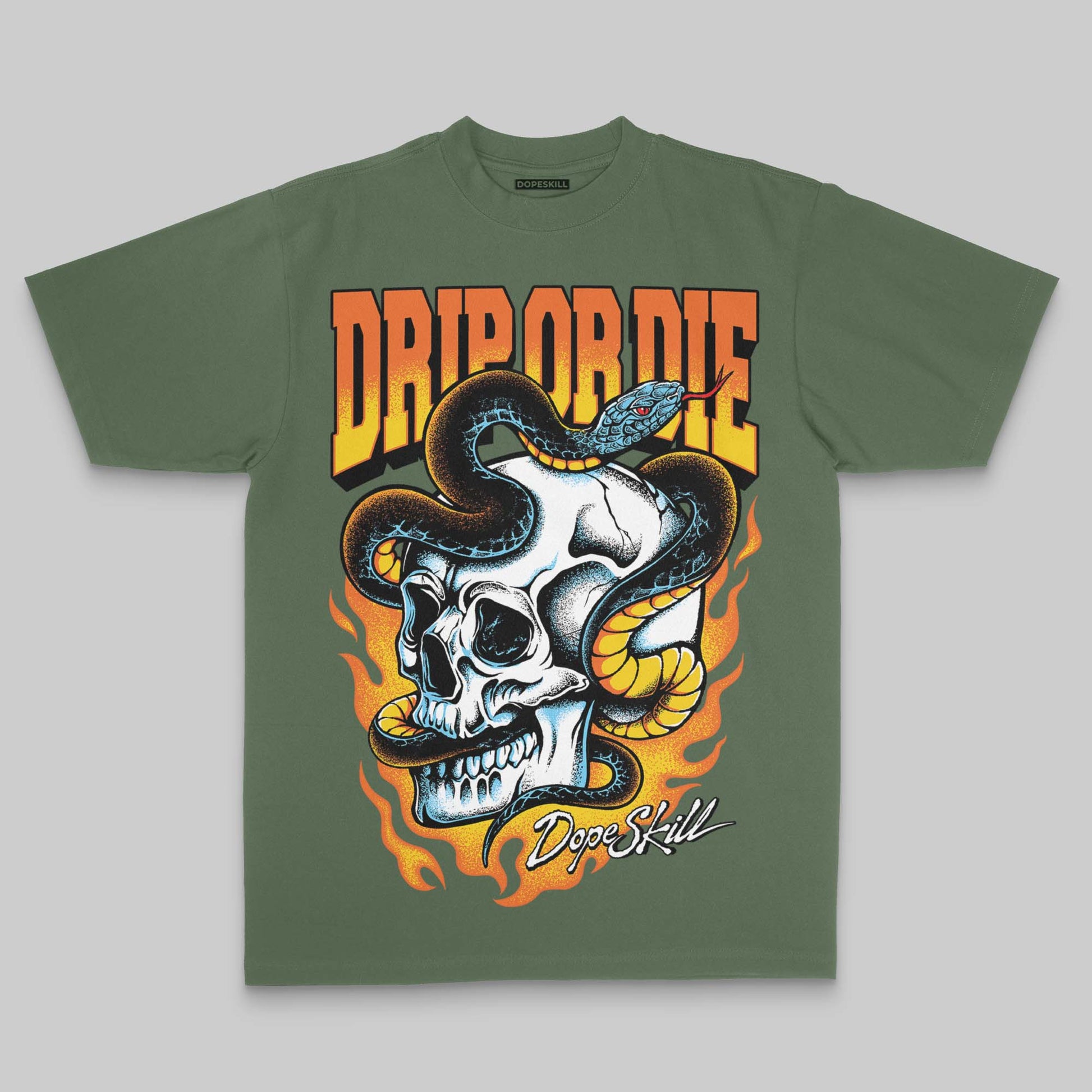 Green Oversize Print Drip or Die DopeSkill Graphic Premium T-shirt Streetwear - Moss