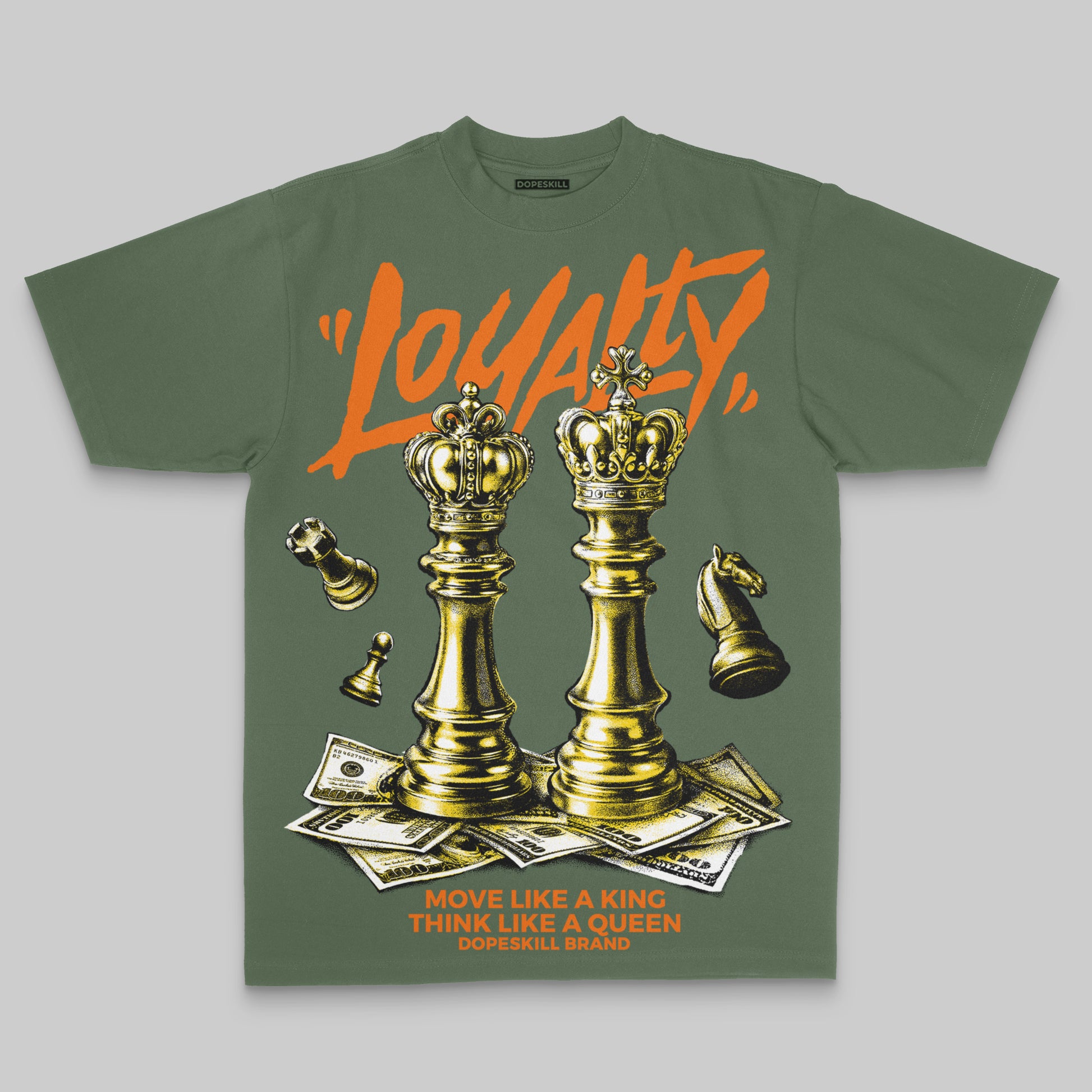 Green Sneakers Oversize Print 'Loyalty' DopeSkill Graphic T-shirt Streetwear - moss