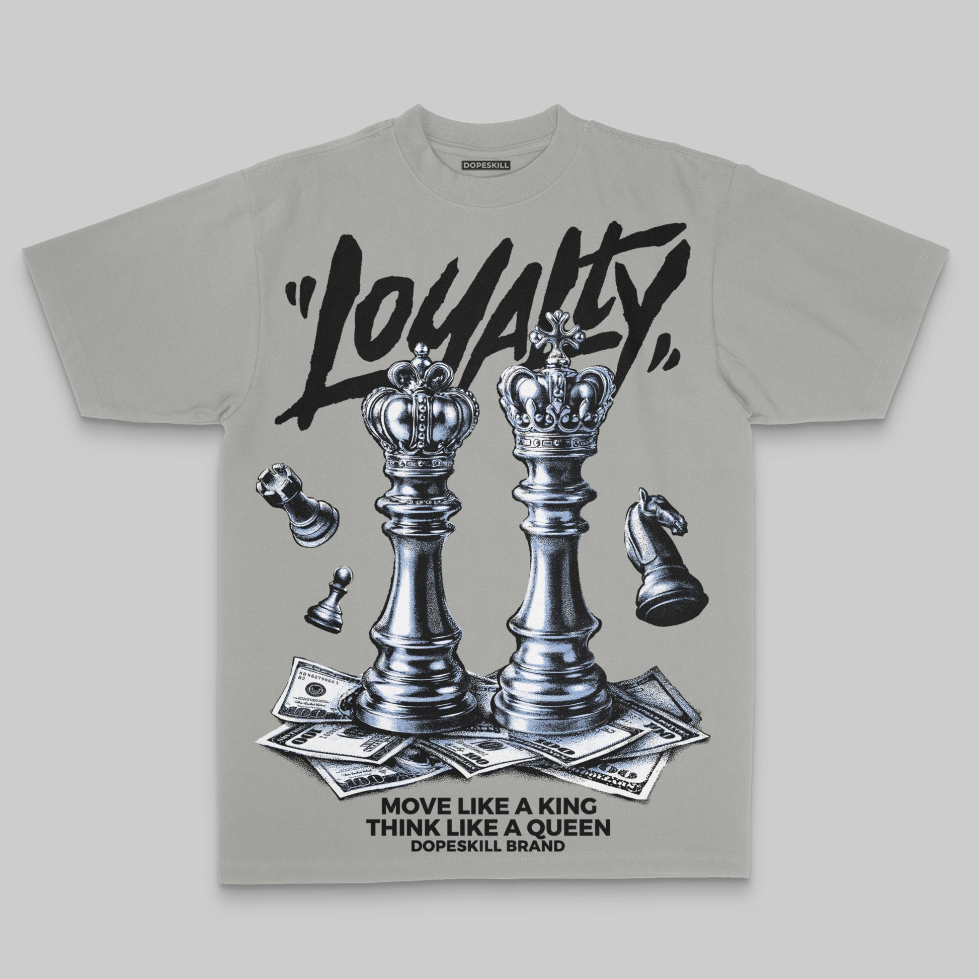 Grey Sneakers Oversize Print 'Loyalty' DopeSkill Graphic T-shirt Streetwear - Grey