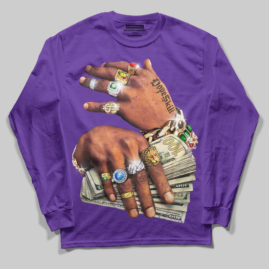 'Prosperous Hands' DopeSkill Graphic Long Sleeve T-Shirt Streetwear - Purple