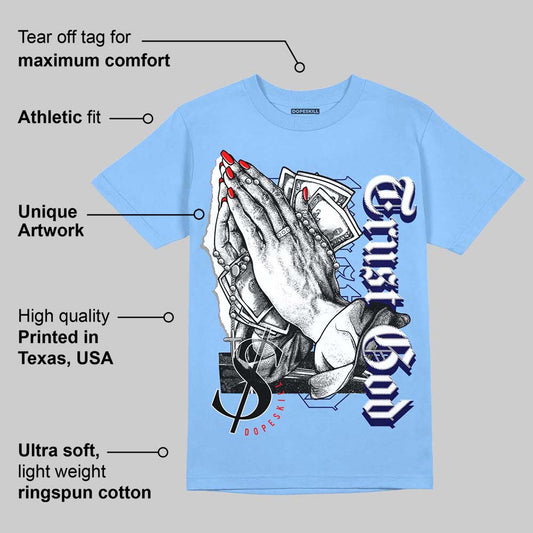 Powder Blue 9s DopeSkill Sky Blue T-shirt Trust God Graphic