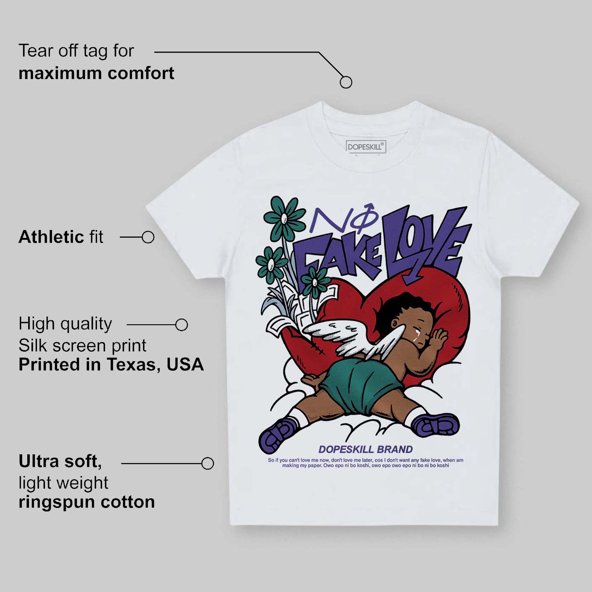 Grape 5s DopeSkill Toddler Kids T-shirt No Fake Love Graphic