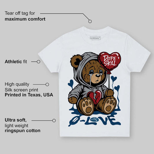 French Blue 12s DopeSkill Toddler Kids T-shirt Broken Bear Graphic