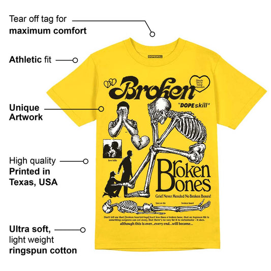 Vivid Sulfur 4s DopeSkill Yellow T-shirt Broken Bones Graphic