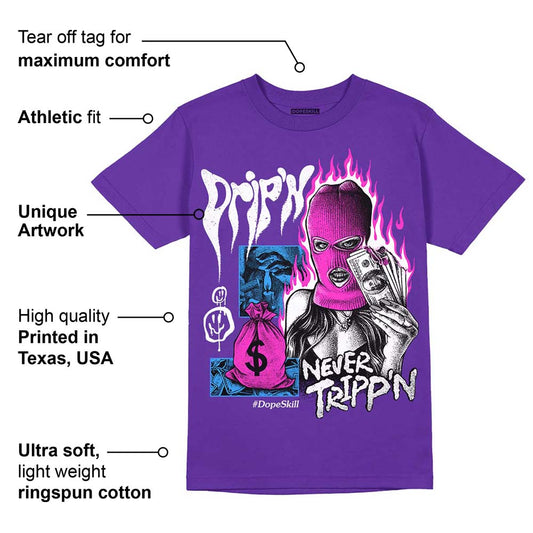 PURPLE Collection DopeSkill Purple T-shirt Drip'n Never Tripp'n Graphic