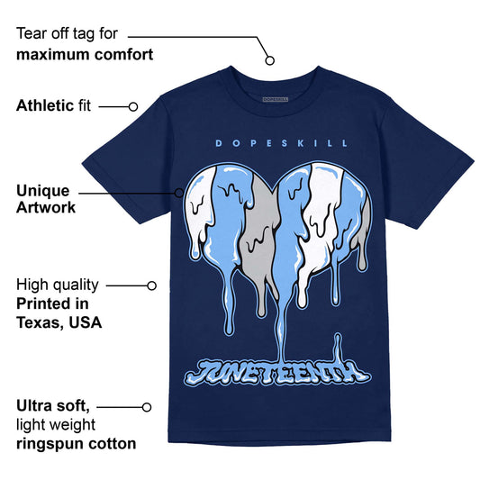 Midnight Navy 5s DopeSkill Navy T-Shirt Juneteenth Heart Graphic