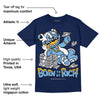 First In Flight 1s DopeSkill Navy T-shirt Born To Be Rich Graphic