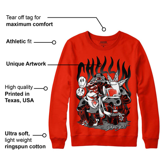 Red Foam Runner DopeSkill Vermillion Red Sweatshirt Chillin Graphic