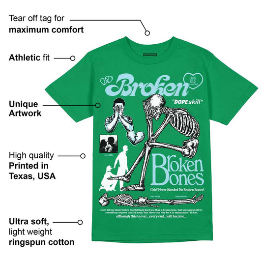 Lucky Green 5s DopeSkill Green T-shirt Broken Bones Graphic