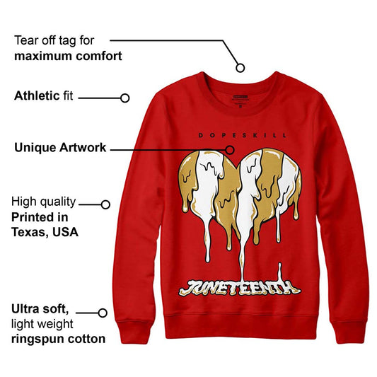 Red Collection DopeSkill Red Sweatshirt Juneteenth Heart Graphic