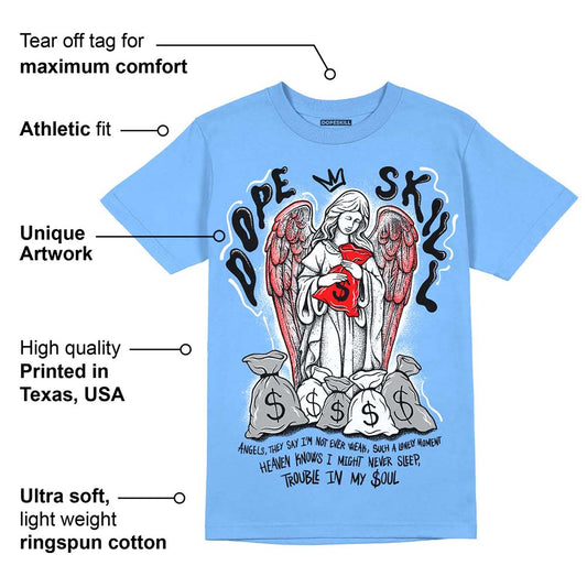 Powder Blue 9s DopeSkill Sky Blue T-shirt Angels Graphic