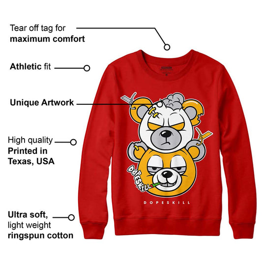 Red Collection DopeSkill Red Sweatshirt New Double Bear Graphic