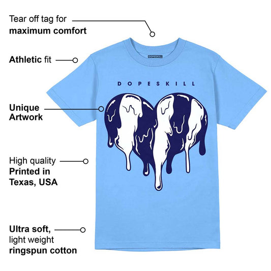 Dunk White Polar Blue DopeSkill University Blue T-shirt Slime Drip Heart Graphic