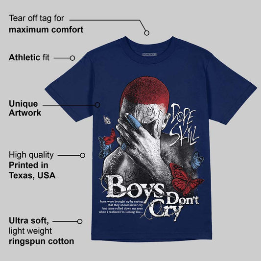 Midnight Navy 1s DopeSkill Navy T-shirt Boys Don't Cry Graphic