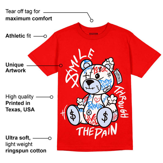 Cherry 11s DopeSkill Varsity Red T-shirt Smile Through The Pain Graphic