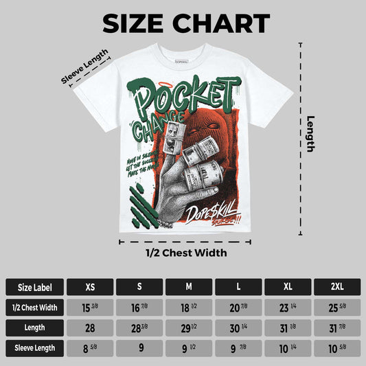 Dunk Team Dark Green Orange DopeSkill Oversize Print T-Shirt Pocket Change Graphic