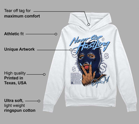 Midnight Navy 5s DopeSkill Hoodie Sweatshirt Never Stop Hustling Graphic