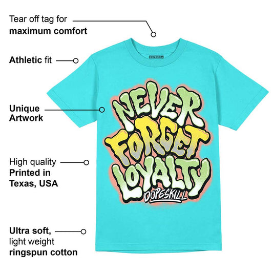 Cyan Burst 9060 DopeSkill Virtual Blue T-Shirt Never Forget Loyalty Graphic