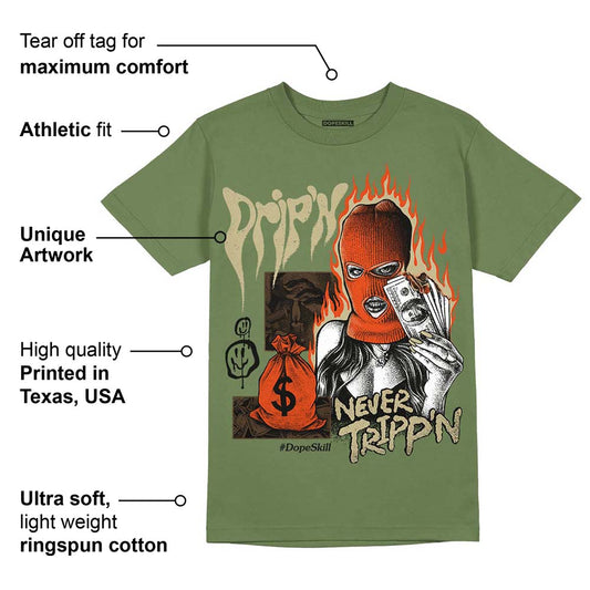 Olive Collection DopeSkill Olive T-shirt Drip'n Never Tripp'n Graphic