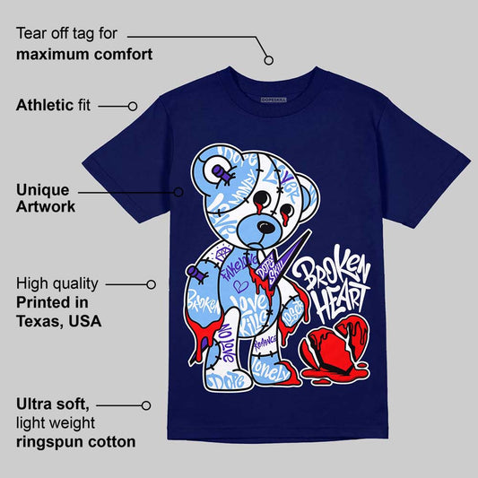 AJ 6 University Blue DopeSkill College Navy T-Shirt Broken Heart Graphic