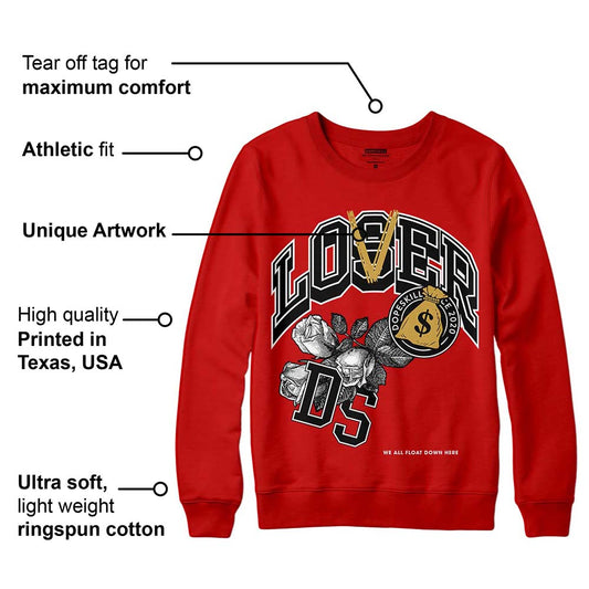 Red Collection DopeSkill Red Sweatshirt Loser Lover Graphic