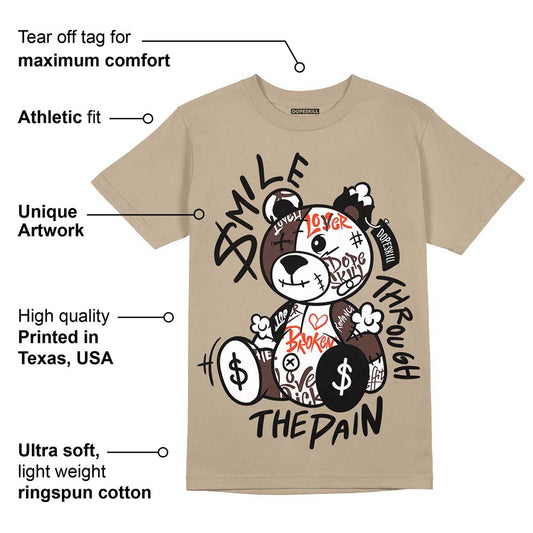 Latte 1s DopeSkill Medium Brown T-shirt Smile Through The Pain Graphic