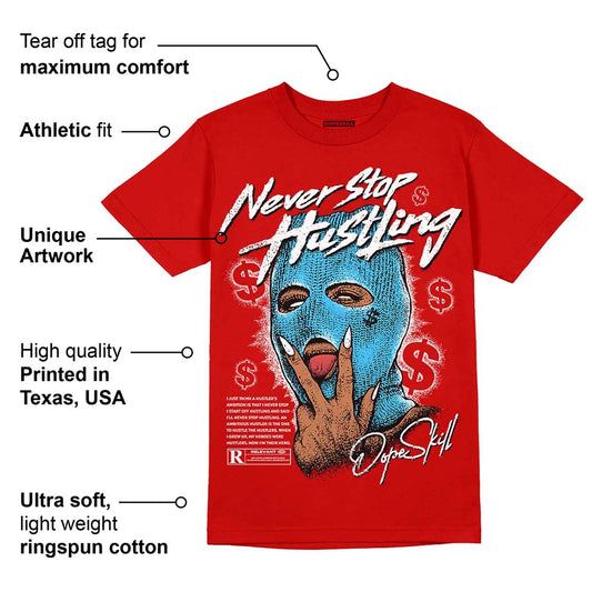 Red Collection DopeSkill Red T-shirt Never Stop Hustling Graphic