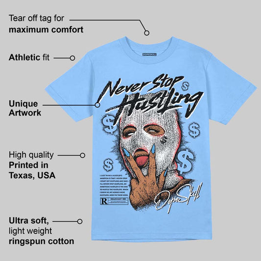 Knu Stack Vintage Satin Dream Blue DopeSkill Blue T-shirt Never Stop Hustling Graphic