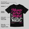 Rick RO Pink Leather Sneakers DopeSkill T-Shirt Money Is Our Motive Typo Graphic